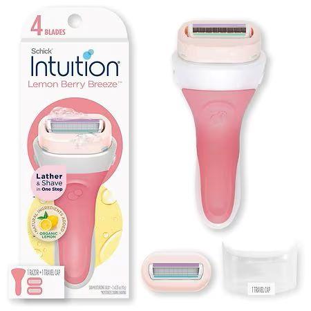 Schick Intuition 4-Blade Lemon Berry Breeze Women's Razor Handle & 2 Razor